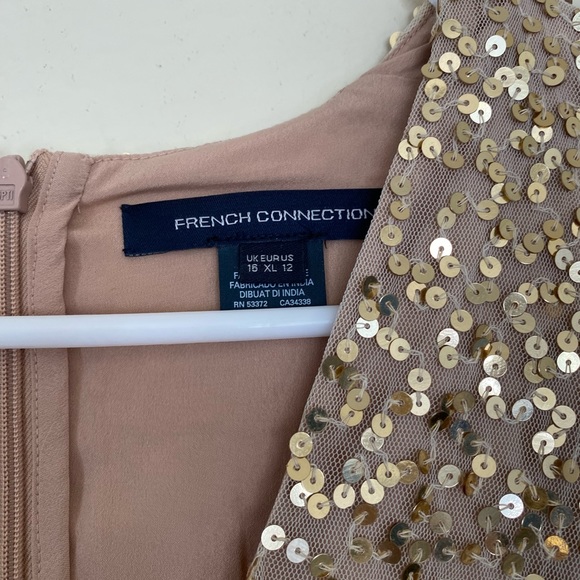 French Connection Emille Sparkle Short Gold Dress - Picture 2 of 8